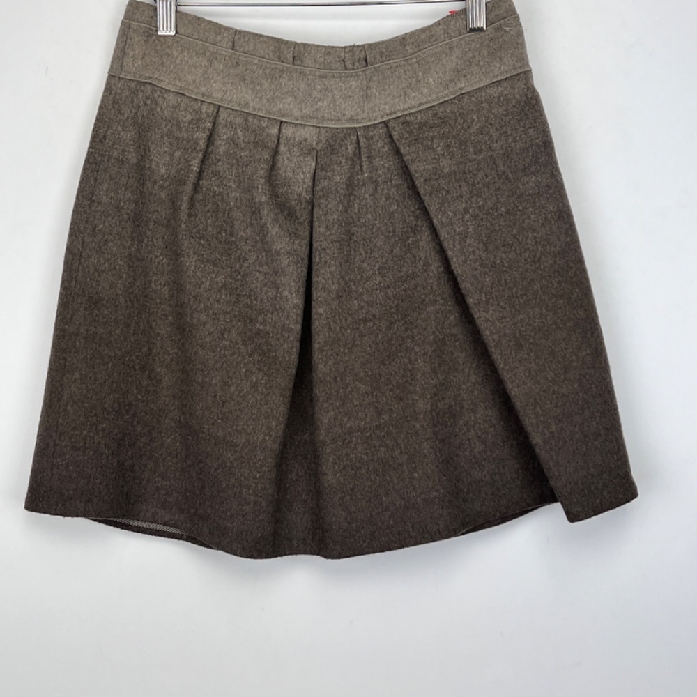 BRUNELLO CUCINELLI BROWN GUNEX WOOL SKIRT APPROX 19" WOMENS SIZE 4